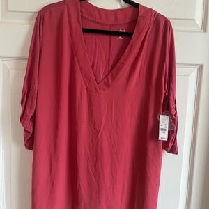 Red V-Neck Blouse
